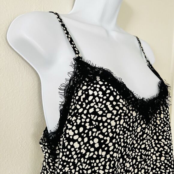 Jodifl Black White Cheetah Animal Print Satin Camisol Top Medium NWT Adjustable - Picture 3 of 8